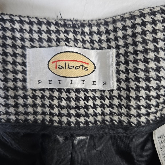 Talbots Petites Houndstooth Wool Blend Pants Black White Classic Career XLP - Picture 3 of 5